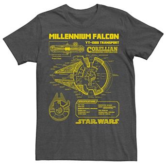 Men's Star Wars Millennium Falcon Schematics Tee