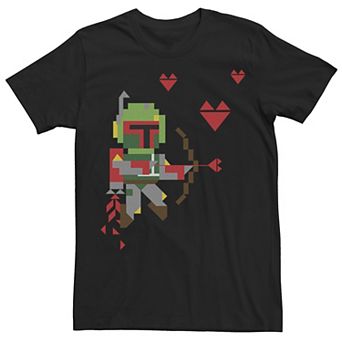 Men's Star Wars Boba Fett 8-Bit Cupid Hearts Valentine Tee