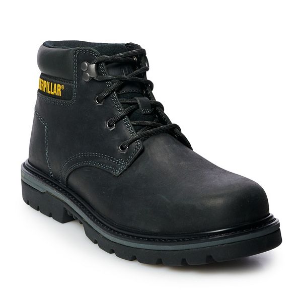 Men's Caterpillar Outbase Steel Toe Work Boot Black Full Grain Leather 