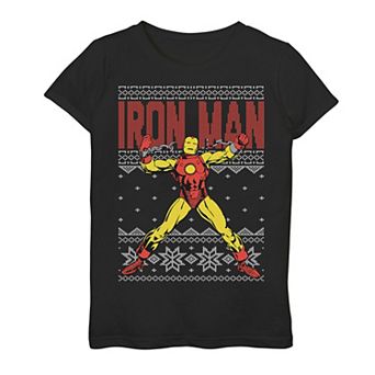 Girls 7-16 Marvel Iron Man Retro Ugly Sweater Christmas Graphic Tee