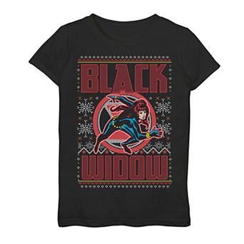 Girls 7-16 Marvel Black Widow Ugly Christmas Sweater Tee