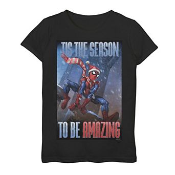 Girls 7-16 Marvel Spider-Man "Tis The Season To Be Amazing" Tee