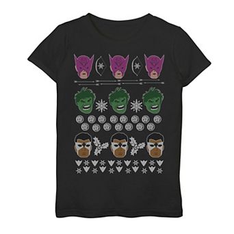 Girls 7-16 Marvel Avengers Classic Retro Ugly Christmas Sweater Tee