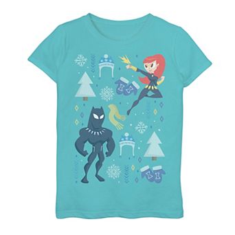Girls 7-16 Marvel Avengers Black Panther And Black Widow Holiday Tee