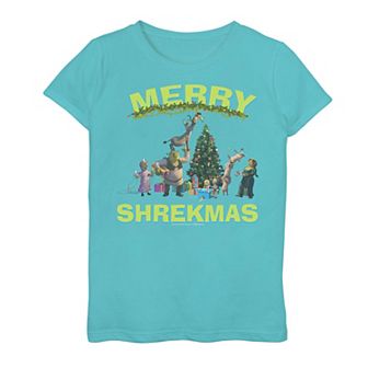 Girls 7-16 Shrek Merry Shrekmas Group Holiday Tee
