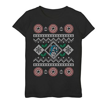 Girls' 7-16 Marvel Captain America Ugly Sweater Design Tee