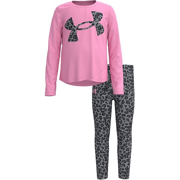 Girls 4 6x Under Armour Cheetah Big Logo Top Bottoms Set