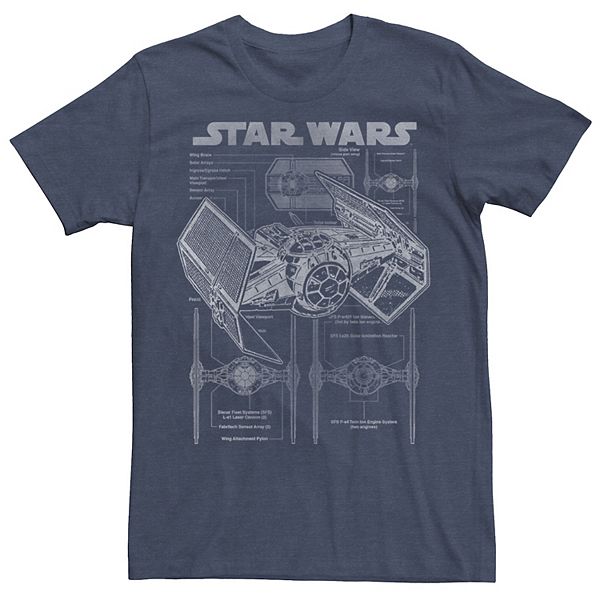 Men's Star Wars TIE Fighter Blueprint Schematics Tee