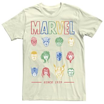 Men's Marvel Classic Colorful Comic Hero Collage Since 1939 Tee