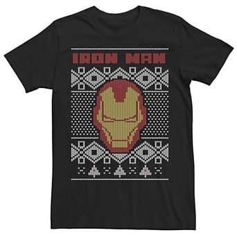 Men's Marvel Iron Man Knit Style Head Shot Logo Tee