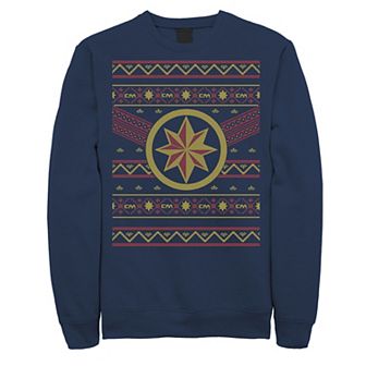 Men's Marvel Captain Marvel Knit Style Logo Sweatshirt