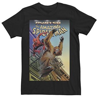 Men's Marvel Spider-Man And Gibbon Hunted Comic Book Cover Tee