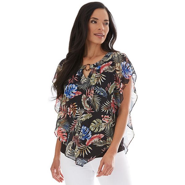 Women's Apt. 9® Print Split-Shoulder Top