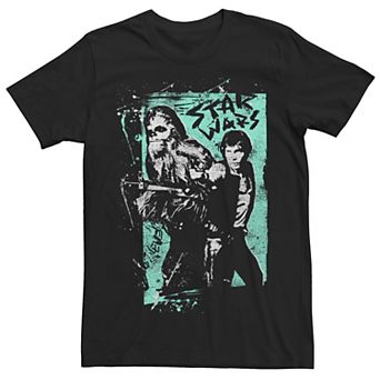 Mens Star Wars A New Hope Chewie & Han Solo Paint Splatter Tee