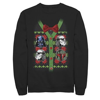 Men's Star Wars Character Faces Christmas Sweater Fleece Tee