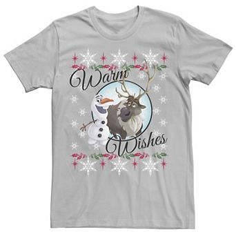 Disney's Frozen Olaf Sven Men's Warm Wishes Ugly Sweater Tee