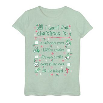 Girls 7-16 "All I Want For Christmas List" Graphic Tee