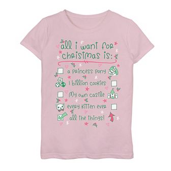 Girls 7-16 "All I Want For Christmas List" Graphic Tee