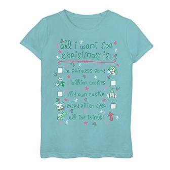 Girls 7-16 "All I Want For Christmas List" Graphic Tee