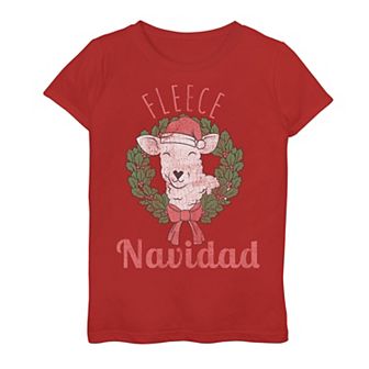 Girls 7-16 "Fleece Navidad" Lamb Holiday Graphic Tee