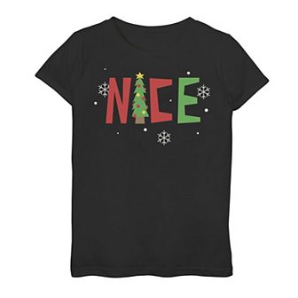 Girls 7-16 "Nice" Holiday Graphic Tee