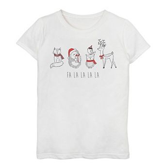 Girls 7-16 "Fa La La La" Holiday Animals Graphic Tee
