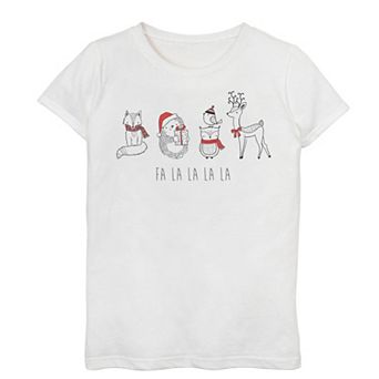 Girls 7-16 "Fa La La La" Holiday Animals Graphic Tee