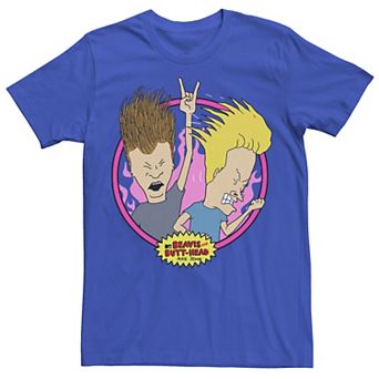 Men's Beavis and Butthead Rock N' Roll Circle Portrait Tee
