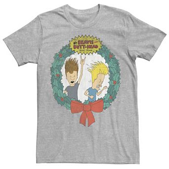Men's Cartoon Network Beavis and Butthead Christmas Wreath Tee