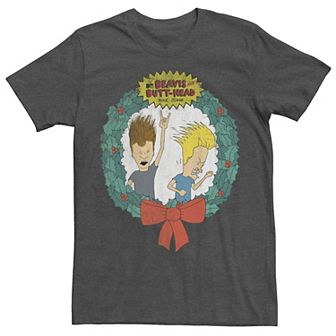 Men's Cartoon Network Beavis and Butthead Christmas Wreath Tee