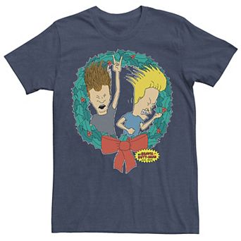 Men's Beavis & Butthead Christmas Rock & Wreath Tee