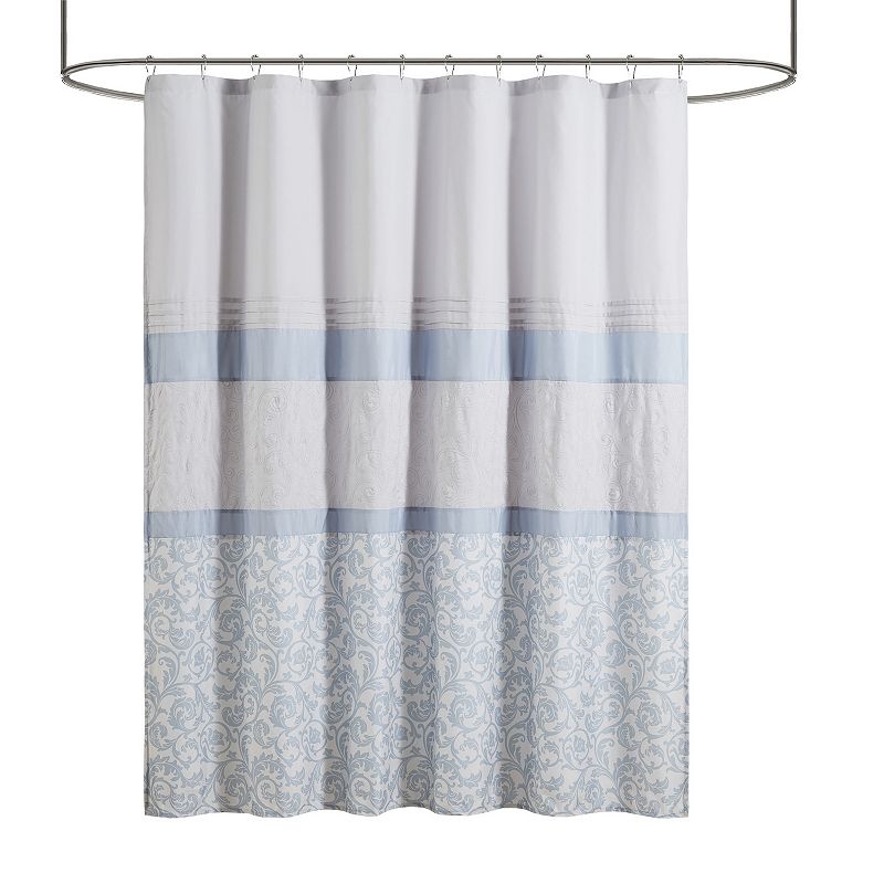 510 Design Lynda Embroidered Shower Curtain & Liner, Blue, 72X72
