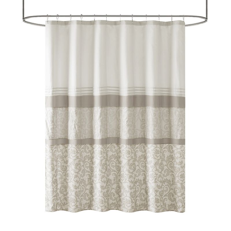 510 Design Lynda Embroidered Shower Curtain & Liner, Lt Beige, 72X72