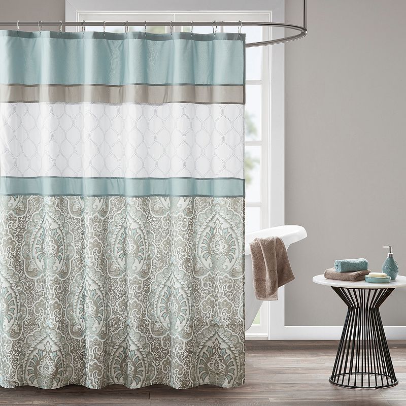 510 Design Josefina Embroidered Shower Curtain & Liner, Blue, 72X72