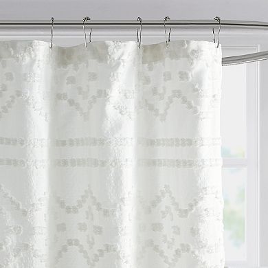 Intelligent Design Whitney Clipped Jacquard Seersucker Shower Curtain