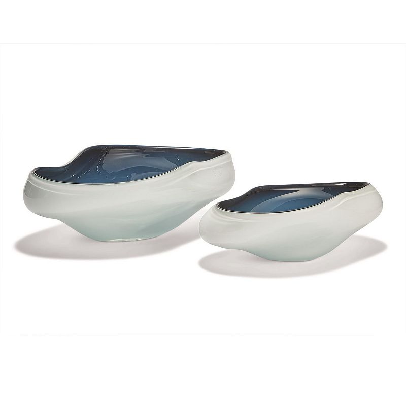 White and Blue Decorative Bowl 2-piece Set