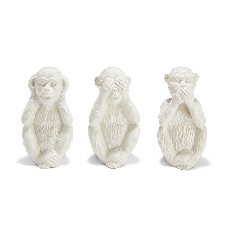 No Evil Monkeys Table Decor 3-piece Set, White
