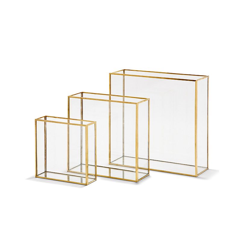 Gold Trim Square Vase 3-piece Set