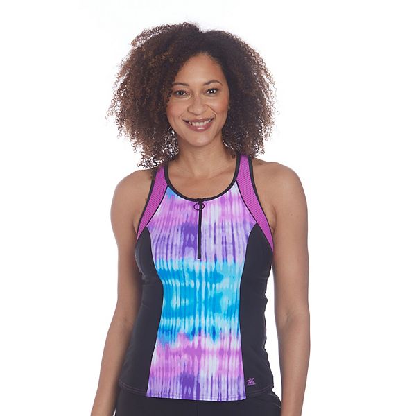 Women's ZeroXposur 1/4Zip Scuba Tankini Swim Top