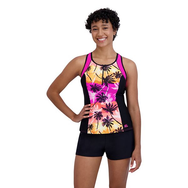 Women's ZeroXposur 1/4Zip Scuba Tankini Swim Top