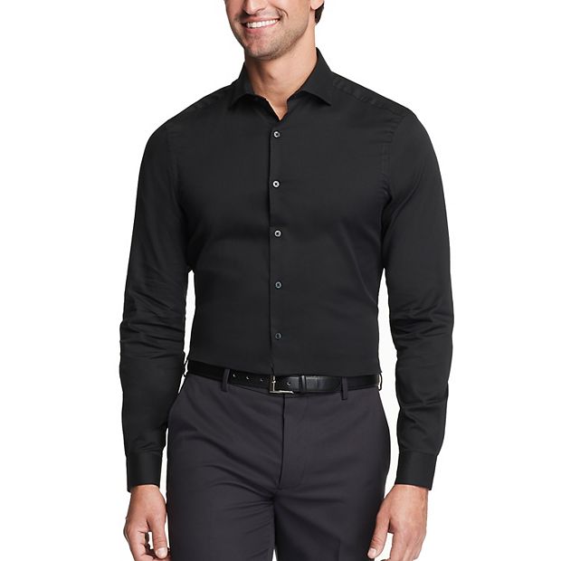 slim fit dress slacks Van Heusen Men's Wrinkle Free Short Sleeve Button Down Shirt, Slim Fit No-Tuck Length, Comfortable Stretch Fabric, Ashley Blue