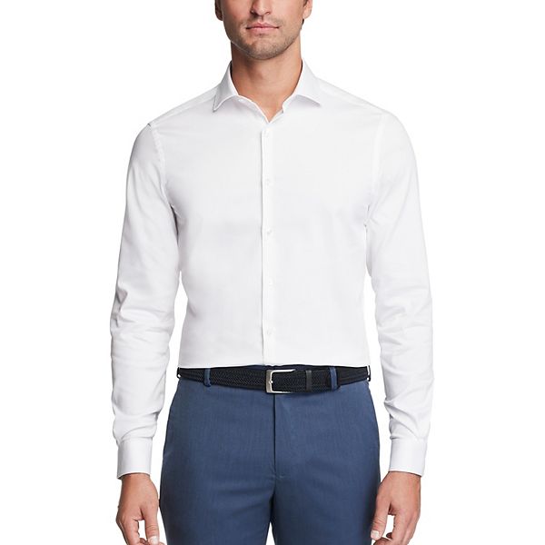 Men's Van Heusen Fitted Easy-Care Pique Spread-Collar Dress Shirt