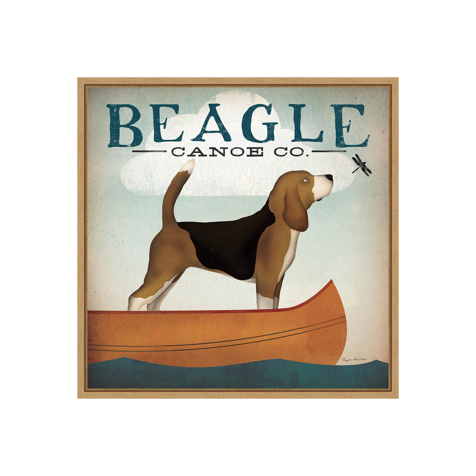 Amanti Art Beagle Canoe Co Framed Canvas Wall Art, Brown
