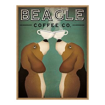 Amanti Art "Beagle Coffee Co" Framed Canvas Wall Art
