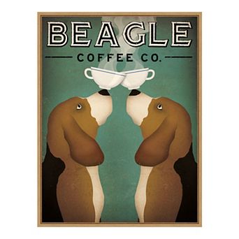 Amanti Art "Beagle Coffee Co" Framed Canvas Wall Art