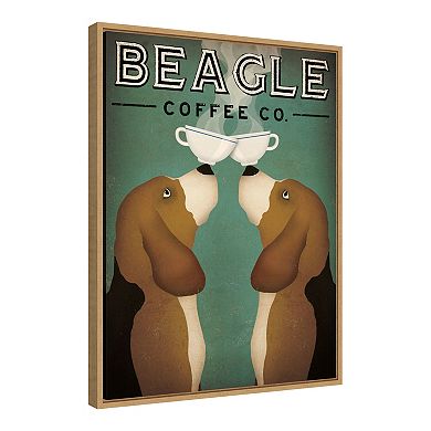 Amanti Art "Beagle Coffee Co" Framed Canvas Wall Art
