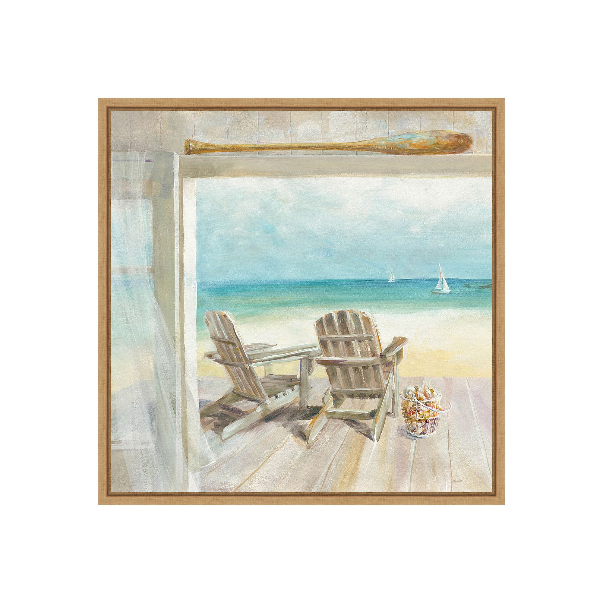 Amanti Art Seaside Morning Framed Canvas Wall Art, Brown