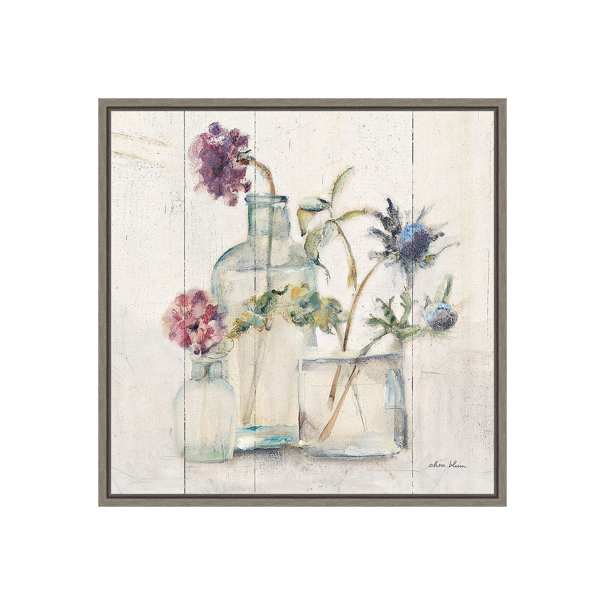 Amanti Art Blossoms on Birch II Framed Canvas Wall Art, Gray