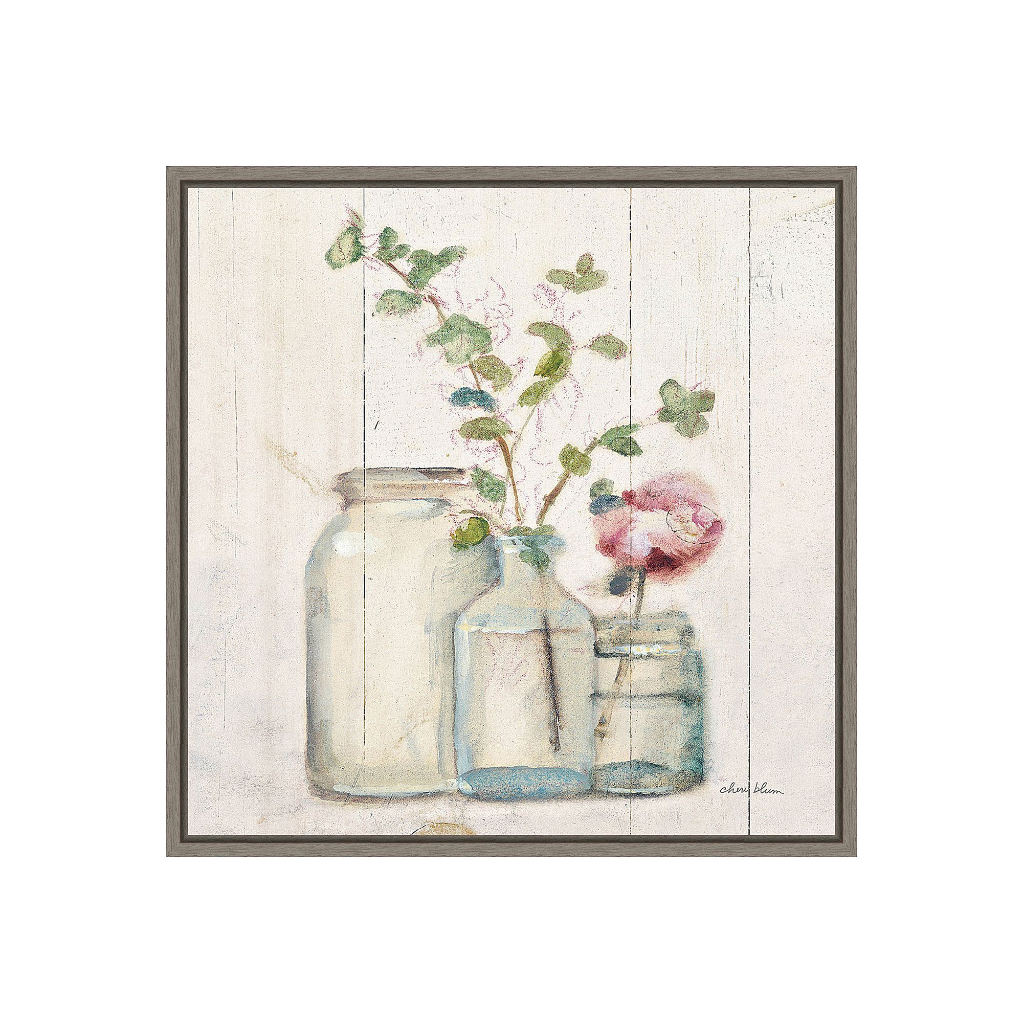 Amanti Art Blossoms on Birch IV Framed Canvas Wall Art, Gray