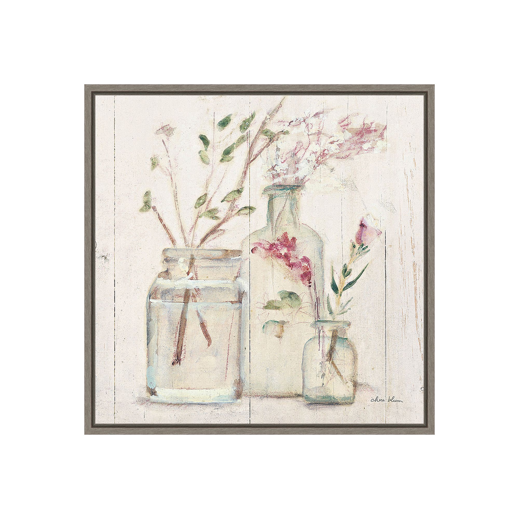 Amanti Art Blossoms on Birch VI Framed Canvas Wall Art, Gray